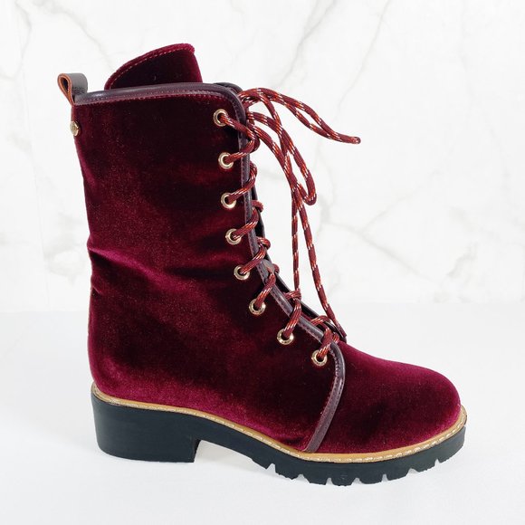 stuart weitzman velvet combat boots